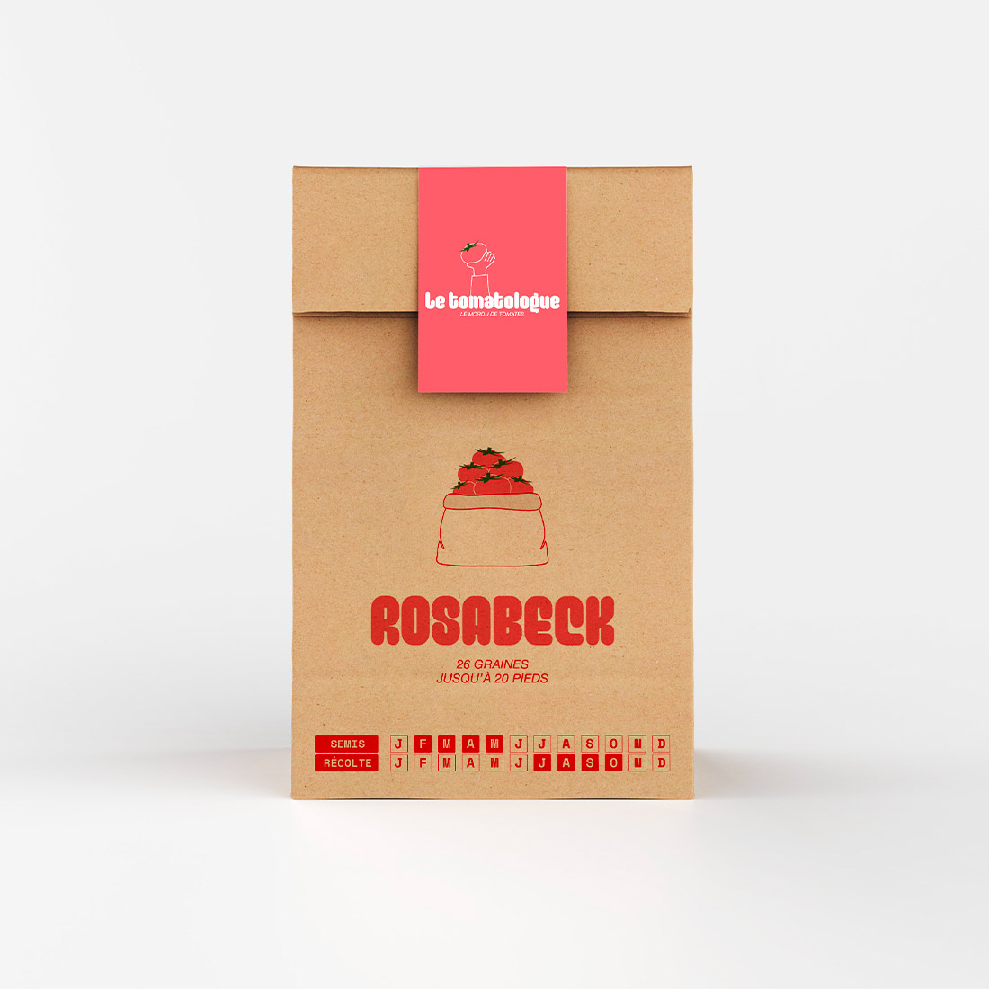 Paquet de graines de tomates Rosabeck du Tomatologue, contenant 26 graines jusqu'à 20 pieds.