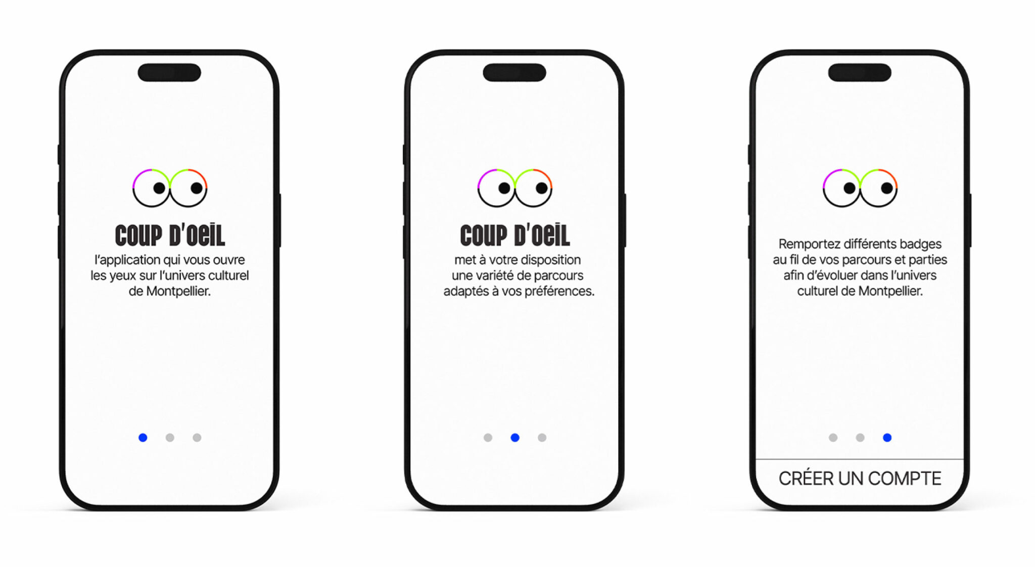 Pages d'explication de l'application coup d'oeil.