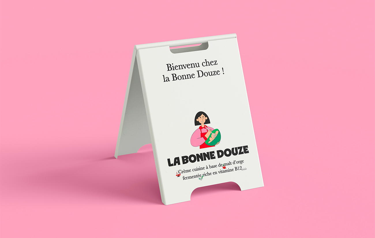 Pancarte pour la devanture du stand La bonne douze pour souhaiter la bienvenue.